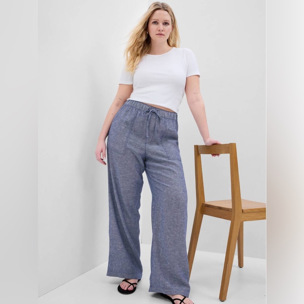 GAP Factory Wide-Leg Linen Pants | M | Chambray